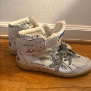 Golden Goose White and Silver Sneakers